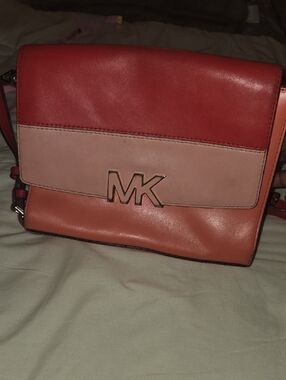 Michael Kors Colorblock Leather Crossbody Bag in Red, Pink and Coral